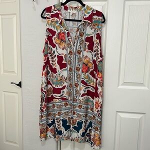 Floral Sleeveless Dress with Multicolor Pattern